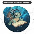 ITNRSIIET Round Mouse Pad with Stitched Edge Premium-Textured Waterproof Non-Slip Rubber Base Desktop Protection Mat Diameter 8.7 inches, Pretty Turtles