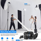 Soonpho Heavy Duty C Stand with Boom Arm,Black Stainless Steel Tripod Base Adjustable Photography Light Stand with Grip Head/Sand Bag for Lighting,Overhead Shooting,Reflector,Softbox,Umbrella...