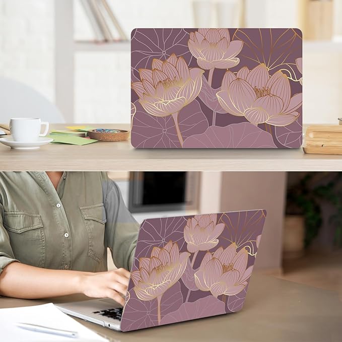 Compatible with 2025 2024 2023 2022 MacBook Air 13 inch Case M4 A3240 M3 A3113 M2 A2681, Hard Shell&Keyboard Cover&Screen Film&Webcam Cover for New M4 Mac Air 13.6 inch with Touch ID, Lotus