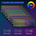 Wireless Gaming Keyboard, RGB & Single-Color Backlit, Full-Size Waterproof Computer Keyboard, Silent Keys, Wrist Rest, Sleep Mode, Rechargeable 2.4G Wireless Keyboardfor Windows, Mac, PC, Laptop