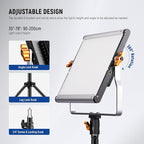 Neewer 2 Packs Dimmable Bi Color 480 LED Video Light Kit, 3200~5600K CRI 96+ LED Panel with U Bracket, 75 inches Tripod Light Stand for YouTube Recording Studio Photography Streaming Key Lighting