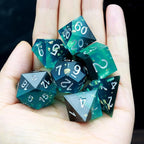 Haxtec Sharp Edge DND Dice Set Blue Black Resin Dice Gold Flakes D&D Dice for RPG Role Playing Games Compatible with Dungeons and Dragons Gift War Series