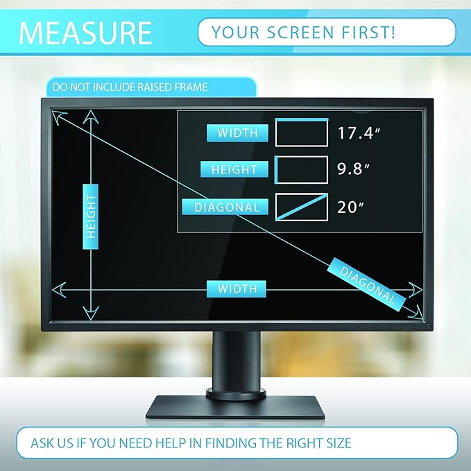 [2 Pack] Premium Privacy Screen Filter for 20 Inches Desktop Computer Widescreen Monitor with Aspect Ratio 16:09. Anti Glare and Anti Blue Light Protection