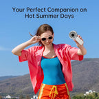 JISULIFE Handheld Portable Fan with Powerful Motor,LED Display,5000mAh Battery,5 Wind Speeds,Lanyard; Summer Essentials USB Rechargeable Hand held Fan for Travel,Beach,Makeup,Concerts-Gery