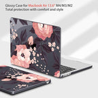 Teryeefi Compatible with M4 MacBook Air 13 inch Case 2025 2024 2023 2022 M3 M2 A3240 A3113 A2681,Hard Shell Case for MacBook Air 13.6 inch + Keyboard Cover + Type C Adapter, Wild Roses Small Flower
