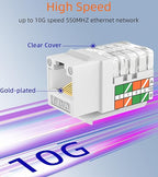 Rapink RJ45 Keystone Jack Cat6 10G Support, Keystone Jacks UTP 10 Pack for Wall Plate and Patch Panel, Rj45 Keystone 90 Degree White Color for Cat6, Cat5e, Cat5 Cabling