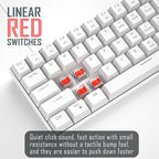 60% Mechanical Gaming Keyboard, White Gaming Keyboard with Red Switches, Detachable Type-C Cable Mini Keyboard with Blue LED Light for/PC/Laptop