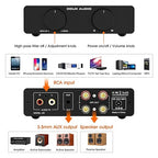 Douk Audio A5 2 Channel TPA3255 Stereo Amp, 300 Watts x2 Mini Hi-Fi Audio Power Amplifier Class D for Home Theater System, Passive Bookshelf Tower Speakers with High-Pass Filter + 32V Power Supply