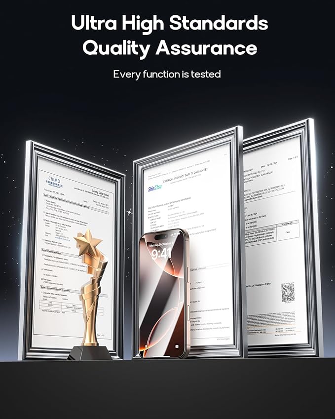 3 Pack for iPhone 15 Pro Tempered Glass Screen Protector, Dust Free CABIN, Auto Positioning, Bubble Free, High Definition, Easy Installation,9H+ Hardness