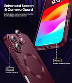 Magnetic for iPhone 16 Case [Compatible with MagSafe][Built-in Camera Lens Protector] Slim Soft Silicone Bumper Shockproof Metallic Luster Phone Case (Burgundy)