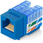 Everest 90° Angled RJ45 Cat5e Keystone Jacks 10-Pack in Blue - Slim Profile Female RJ45 Connectors - Cat 5e Keystone Jack - Compatible with 90° Angled Speed Termination Tool - easyJACK (B094WB91H3)
