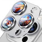 Uyiton Compatible with iPhone 16 Pro/iPhone 16 Pro Max Camera Lens Protector - [Not Easy to Break][Strong Adsorption][Case-Friendly] Metal Tempered Glass Rear Camera Screen Cover - White Titanium