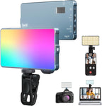 Selfie Light, 96 LED Phone Light with Metal Hotshoe & Clip, 1500mAh Rechargeable 360° Full Color 21 Scenes RGB Video Light for Phones, iPhone, Laptops, Cameras, Selfie, Video Conference, TikTok