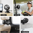 Shinebella AA Battery Powered Clip on Fan with 4-Speed, 5’’ Small Desk Fan with Aroma Function, USB Powered, 360°Rotation, Ultra Quiet, for Golf Cart, Stroller, Bedroom,Car(Batteries Not Included)