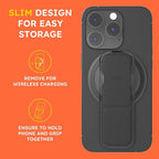 CLCKR for MagSafe Phone Grip for MagSafe Kickstand Compatible with Mag Safe Finger Loop, 3-in1 Phone Ring Holder Strap for Mag Safe iPhone 16/15/14/13/12 Series, Galaxy S25/S24/S23/S22, Pixel - Black