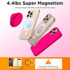 Magnetic Phone Ring Grip Holder, Silicone Finger Loop Grip, Compatible with MasSafe, Back of Phone for iPhone Pro Max/Plus/16/15/15/14/13/12 Series, Neon Pink