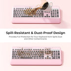 Silent Wireless Keyboard and Mouse Combo - Keyboard with Large Print Cover, 2.4GHz Full-Sized Ergonomic Keyboard with Wrist Rest and Mouse for Laptop, PC, Notebook, Desktop