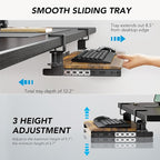 AX WABER Keyboard Tray Under Desk Pull Out with Extra Sturdy C Clamp Mount System, 27.3 (32.5 inch Including Clamps) x 11 Inch Slide-Out Platform Computer Drawer for Typing Vintage AX01WG02