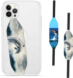 Phone Grip Strap - Pack of 2 Reversible Finger Holder for Phone Back, Customizable Anti-Slip Design, Wireless Charging Compatible Detachable Holder for iPhone - Shark Jump