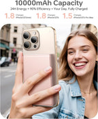 10,000mAh for MagSafe Power Bank Ultra Slim, Magnetic Wireless Charger with USB-C Cable, Fast Charging Portable Battery for iPhone 16/15/14/13/12 Series, All-Metal Design (Rose Gold)