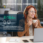 Yealink BH70 UC Wireless Bluetooth Headset with Microphone for Work, up to 35h Talking Battery, Teams UC Compatible Headsets for Computer Mobile, 147g Lightweight Headphone for Open Office 50m Range
