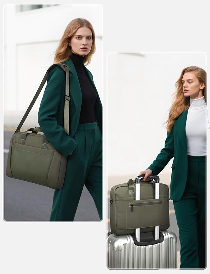 15-16 Inch Laptop Shoulder Bag Business Briefcase Water Resistant Computer Messenger Bags Compatible with MacBook Pro 16, MacBook Air 15 M4, HP, Dell, ASUS Notebook, Green