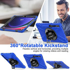 BRAECN for Galaxy Tab S10+Plus/ S9+/S9 FE+/S8+12.4 Inch Case,Heavy Duty Tablet Case with 360 Rotating Stand &Hand Strap, Built-in S Pen Holder, Shoulder Strap for Samsung Galaxy Tab S9 Plus -Blue