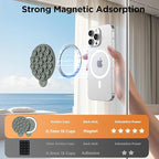 Magnetic Suction Cup Phone Mount for MagSafe Case, Silicone Hands-Free Phone Grip Holder for iPhone and Android, Mirror Shower Phone Stand for Makeup FaceTime Gym Kitchen Bathroom, Calke Green