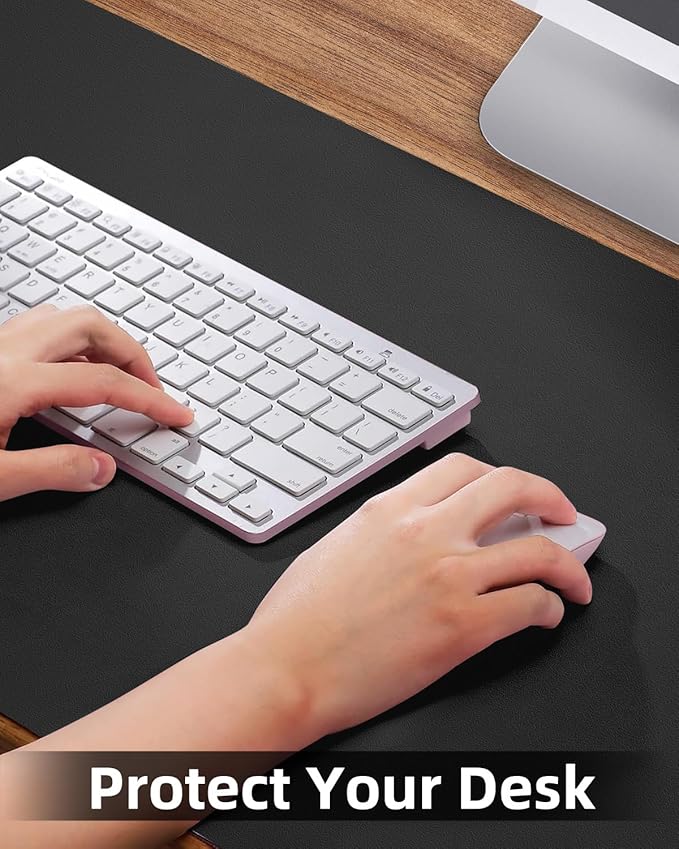 Leather Desk Pad Protector, Mouse pad,Office Desk mat,Computer and Laptop Mat, Non-Slip PU Leather Desk Blotter, Desktop Protector and Cover for Keyboard and Mouse(35.4"x17"Black)