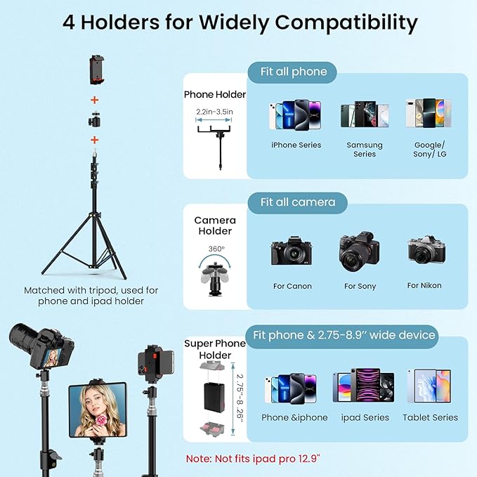 18" Large Ring Light with 60" Tripod Stand for iPhone, Portable Foldable Bi-Color 2500-6500K LED Big Ringlight for iPad with Bluetooth Remote Video Recording YouTube TikTok Photography Makeup