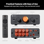 Fosi Audio P4 Mini Preamp with 3 RCA Inputs, Home Audio Stereo Pre amp for Amplifier/Active Subwoofer/Speakers, Preamplifier with 3-Level Adjustable Gain 3/6/9 dB, Bass and Treble Control