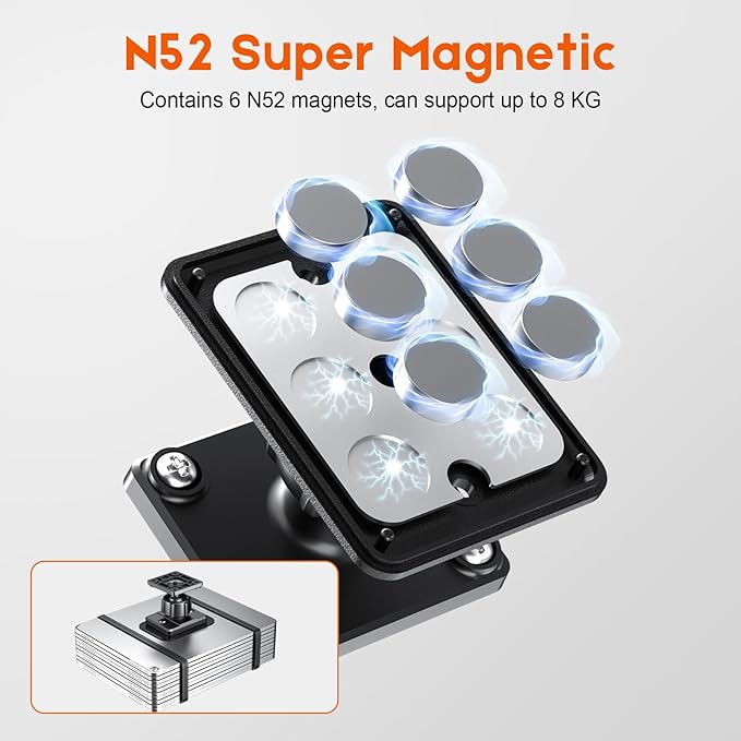 OHLPRO Magnetic Tablet Wall Mount Holder, 360° Rotatable Drilling Base iPad Wall Holder with 2 Metal Plate, Strong Magnet Fits Tablet, Stand for Wall, Boat and Cabinet