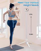 67" Selfie Stick Phone Tripod, All-in-1 Cell Phone Tripod with Wireless Remote, Extendable Compact Tripods Portable Travel Stand for iPhone Android Selfie/Video Recording/Live Stream/Vlog