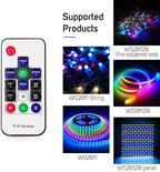 RGBZONE WS2812B RF LED Controller, 3-PIN Mini LED Strip Lights Controller, DC 5V/12V/24V for WS2812 WS2811 Dream Color LED Strip Lights(14 Key)