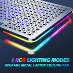 LIANGSTAR Laptop Cooling Pad, Laptop Cooler Gaming 5 Quiet Fans with Large Metal Plate for 12-17.3 Inch Fan Stable Stand, 4 Modes RGB Light, 7 Height & Adjust Speed, 2 USB Port & Phone Holder