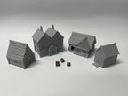 Paintable Tabletop Miniature Little Town Building Terrains Compatible with RPG War Games - 18mm Scale Dioramas Building Set Scenery with Medieval Architecture Style by HAUTICO (HVillageHouses2-1)
