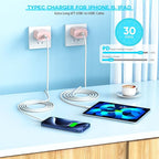 [Apple MFi Certified] iPhone 16 Pro Max Quick Charger,3Pack 20W USB C Wall Charger Block and 6 Feet USB C to USB C Fast Charging Cable for iPhone 16/16 Plus/Pro/Pro Max/iPhone 15/15 Pro Max/Plus(Pink)
