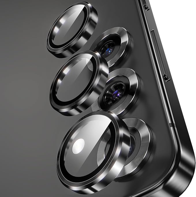 YWXTW Camera Lens Protector for Samsung Galaxy S25+ Plus Accessories [1:1 Fit & Ultra Clarity] 9H Tempered Glass Metal Individual Ring Camera Cover Screen Protector, Case Friendly (Black)