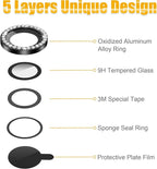 AGVEE 3+3 6 Pack for iPhone 14 Pro 6.1" / 14 Pro Max 6.7" Camera Lens Protector, Bling Diamond & Bling Glitter Metal Ring 9H Tempered HD Glass Camera Protector Cover Film, Bling-Black