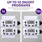 Fosmon 7 Day Digital Timers for Electrical Outlets, Indoor Plug-in Light Timers Switch Programmable, Electric Wall Plug for Grow / Reptile Light, Lamp, Appliance, Aquarium, Fish Tank - 2 Pack
