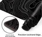 Gaming Mouse Mat Forest Background Pattern XXL XL Large Mouse Mat Long Extended Mouse Pad Desk Mat Non-Slip Rubber Mice Pads Stitched Edges Thin Pad (Topographic Map Balck)