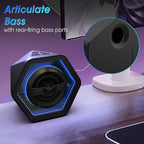 BESTISAN Computer Gaming Speakers with 8 RGB Modes, Compact Design, DC Powered Desktop Speaker with 3 EQ Modes, 50W Active Speakers with Bluetooth 5.3, AUX in, Headphone, Type-C Port for PC/Laptop/TV