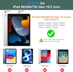 DTTO for iPad 9th/8th/7th Generation 10.2" Case 2021/2020/2019 with Keyboard, 7 Colors Backlit Wireless Detachable Keyboard Premium Leather Folio Cover with Pencil Holder & Pocket, Midnight Green