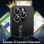 YWXTW Designed for iPhone 15 Pro/iPhone 15 Pro Max Camera Lens Protector Bling, [New Glitter Design] Individual Metal Tempered Glass Camera Cover Accessories Case Friendly (Black Titanium Glitter)