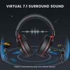 EKSA E900 Pro USB Gaming Headset for PC - Computer Headset with Detachable Noise Cancelling Mic, 7.1 Surround Sound, 50MM Driver - Headphones with Microphone for PS4/PS5, Xbox One, Laptop, Office