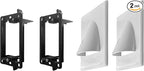 2 Pack Wall Plate Cable Pass Through with Bracket - In Wall Cable Management Kit - Snap ON Wall Plate with Single Gang Low Voltage Mounting Bracket - Decorator Cover for Low Voltage Cables