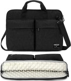KINGSLONG 17-17.3 inch Slim Laptop Bag, Computer Carrying Case with Shoulder Strap, Notebook Handbag Cover for Men Women Fits Acer Asus Lenovo HP Toshiba Black