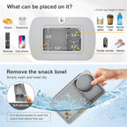 Tablet Stand Pillow with Snack Bowl, iPad Lap Holder for Hands-Free Reading and Relaxation on Bed,Couch,Recliner, 360° Rotating Clip for 4.7-13" Kindle,eBook,Tablet,iPhone (Light Gray)