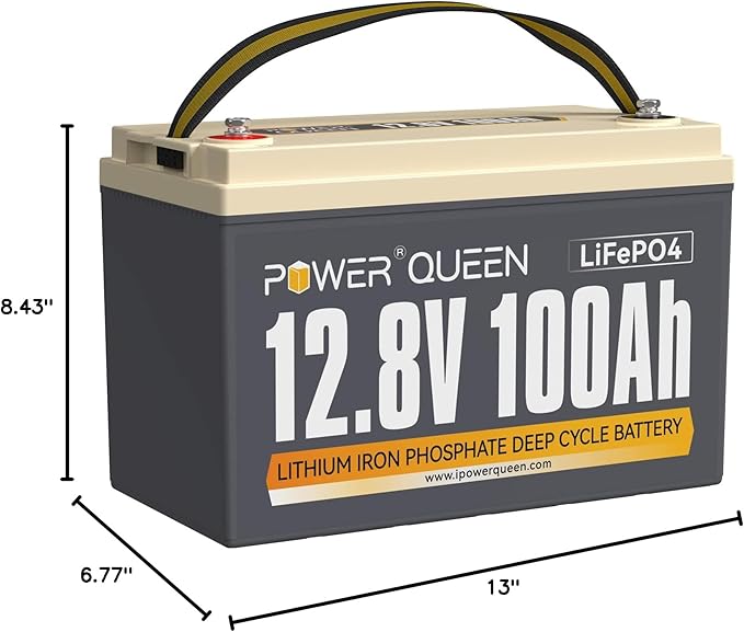 power Queen 12V 100Ah LiFePO4 Battery BCI Group 31 Lithium Battery, Deep Cycle Battery with 100A BMS, 1280Wh Energy, Up to 15000 Cycles & 10-Year Lifespan for Trailer RV, Motor Home, Marine