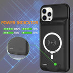Battery Case for iPhone 12 Pro/ 12 , Upgraded 10000mAh Rechargeable Portable Extended Battery Pack Supported Qi Wireless Charging Case Compatible with iPhone 12 Pro/12 (6.1 inch) Charger Case (Black)